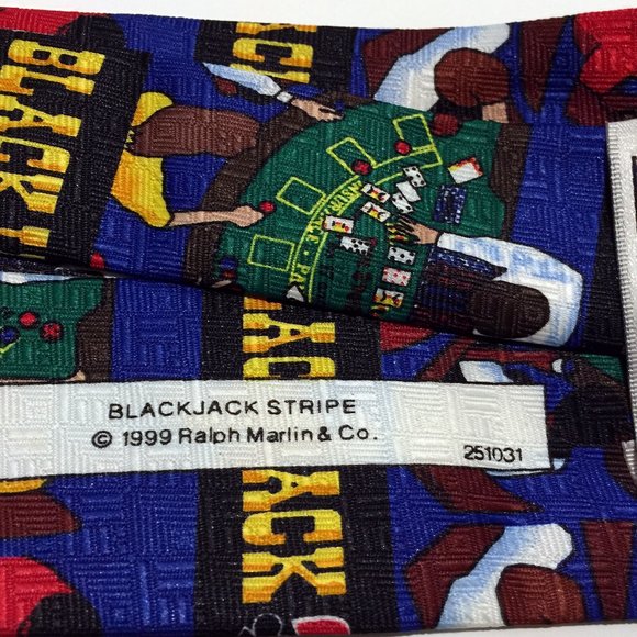 Vintage Ralph Marlin Blackjack Casino Gambling Neck Tie 90s - Picture 6 of 11